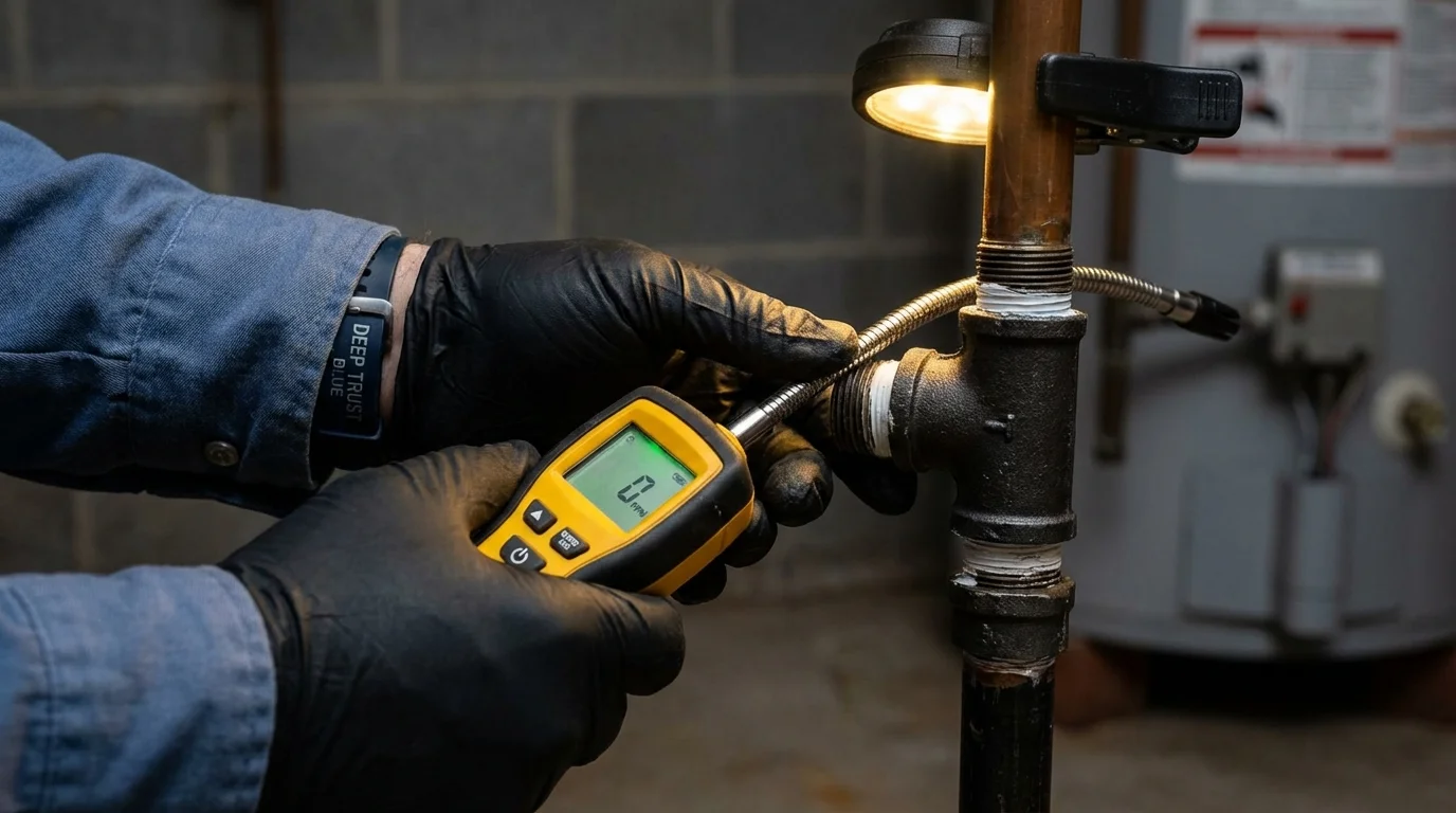 Gas leak detection with electronic sniffer by Johns Plumbing LLC in LaBelle