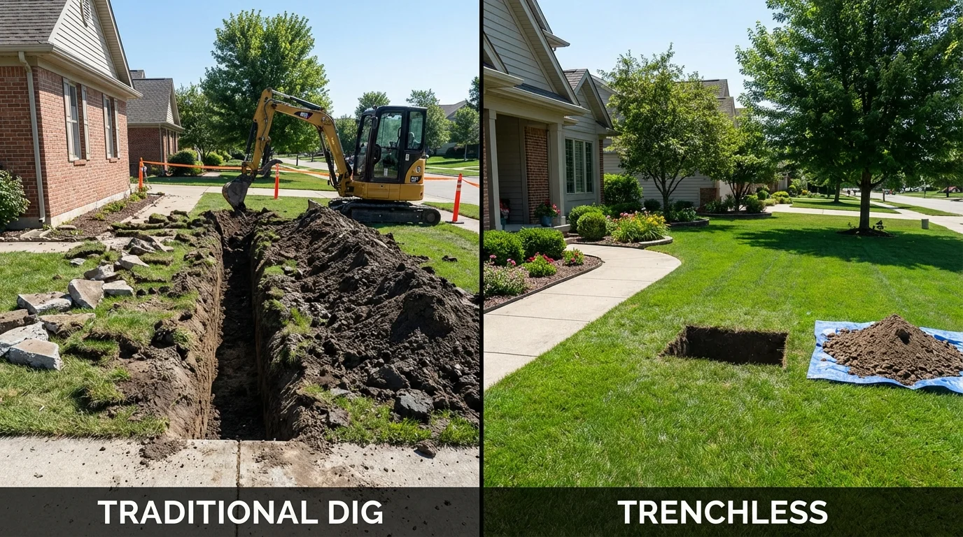 Trenchless sewer repair with minimal yard damage versus traditional excavation in LaBelle, FL